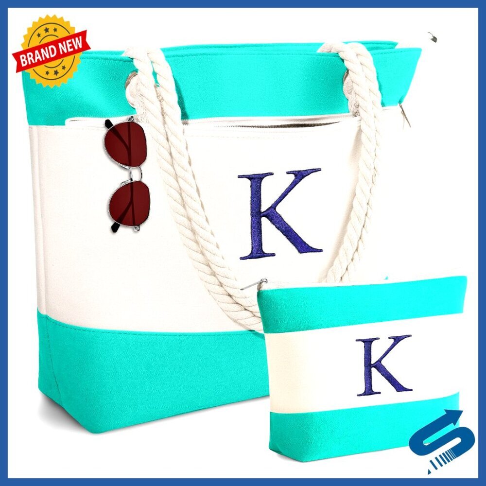 Personalized Monogram Tote Bag Waterproof Large Beach Bag Elegant Gift